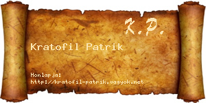 Kratofil Patrik névjegykártya